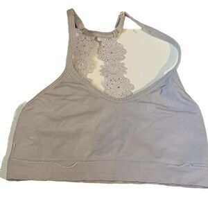 White Sports Bra with Floral Lace